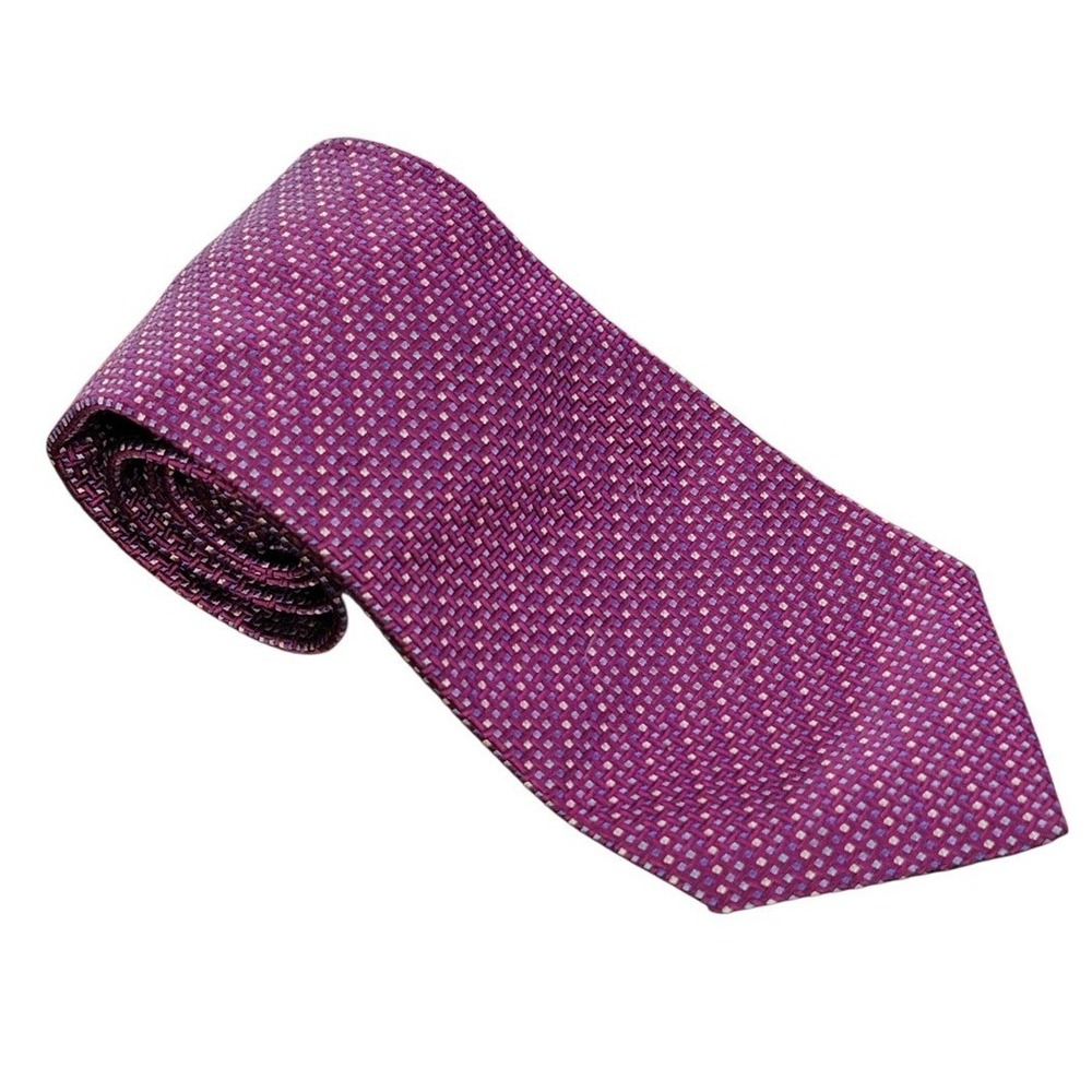 Charles Tyrwhitt Mens Purple Geometric Silk Necktie Jermyn Street London